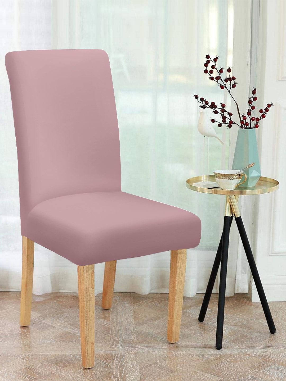 Cortina Set Of 6 Pink Solid Chair Covers Price in India