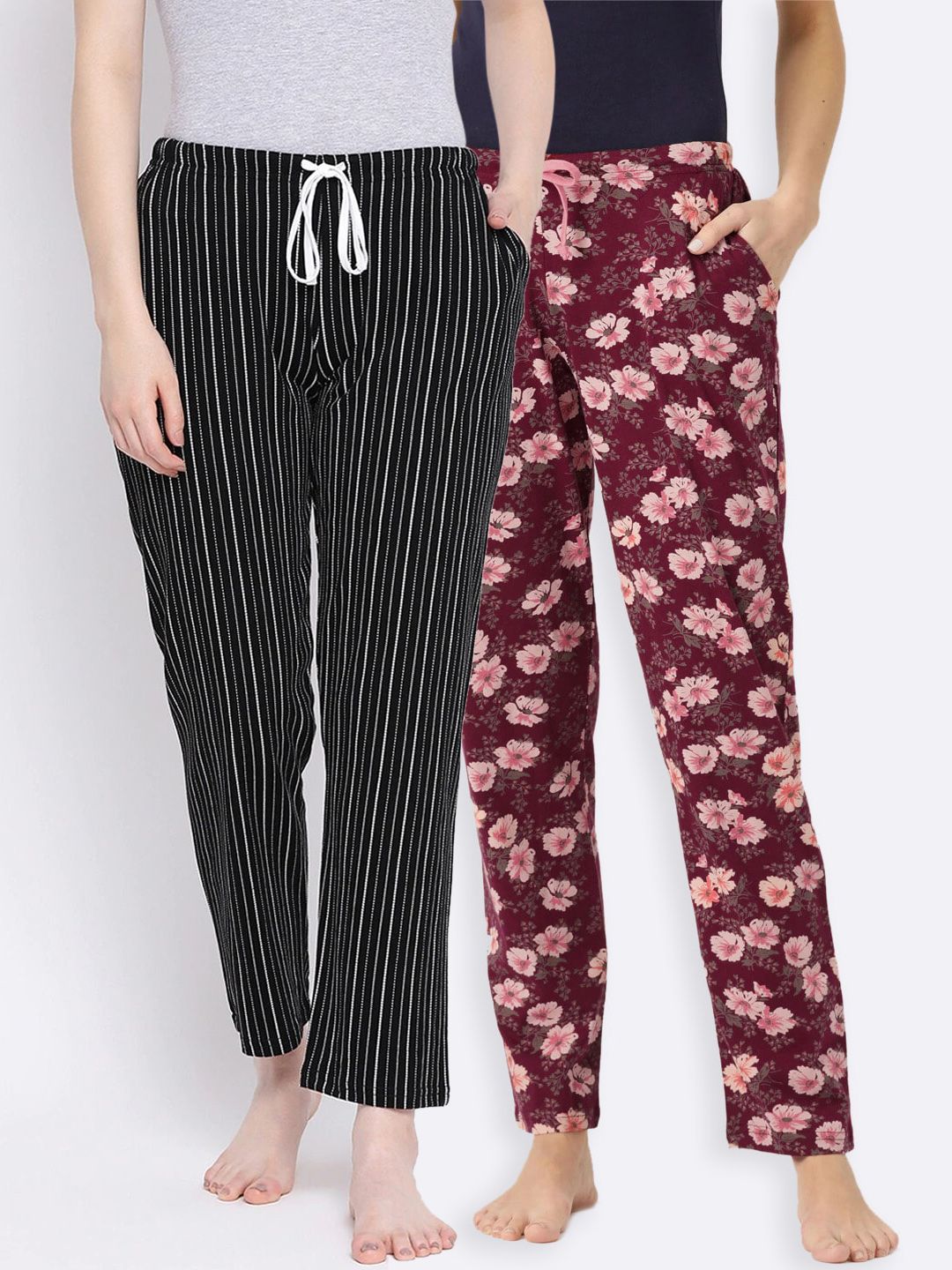 Kanvin Women Pack of 2 Pure Cotton Lounge Pants Price in India