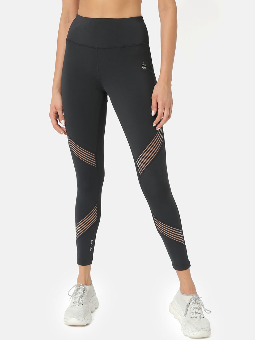 Cultsport Women Black Solid Training Tights Price in India