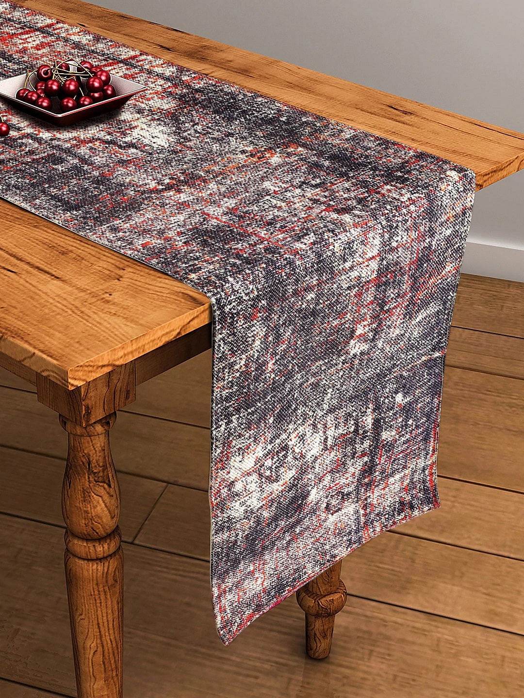 BELLA TRUE Off-White & Black Abstract Digital Printed Rectangular Table Runner Price in India