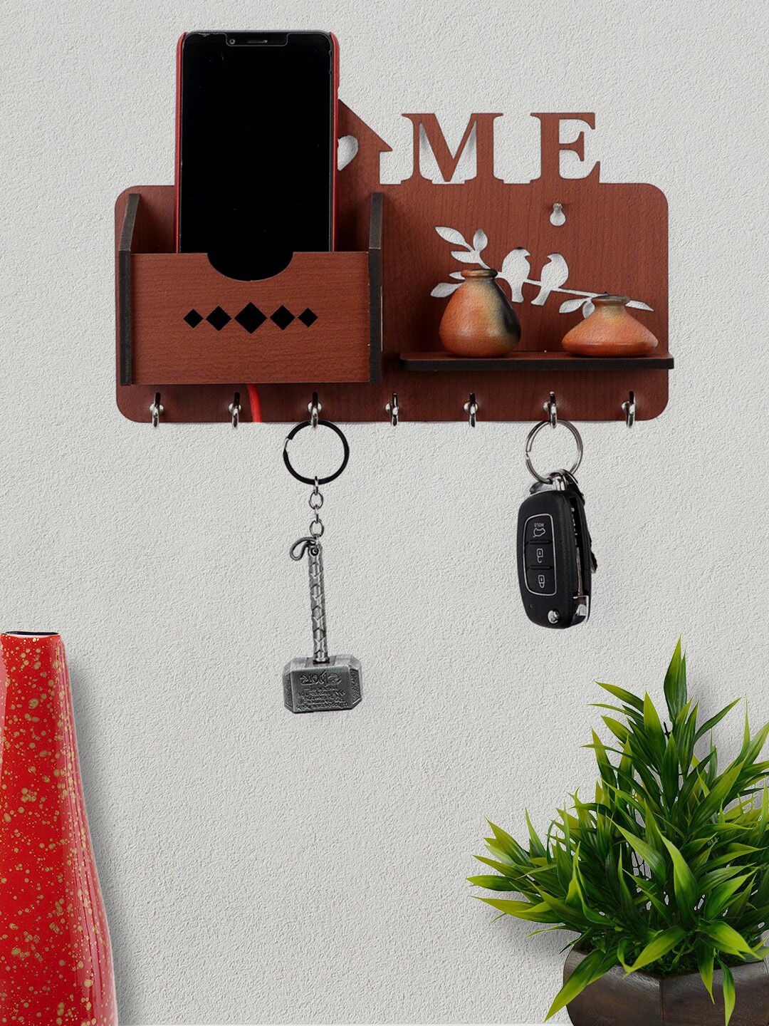 ROMEE Brown Wall Key & Mobile Stand Holder Price in India
