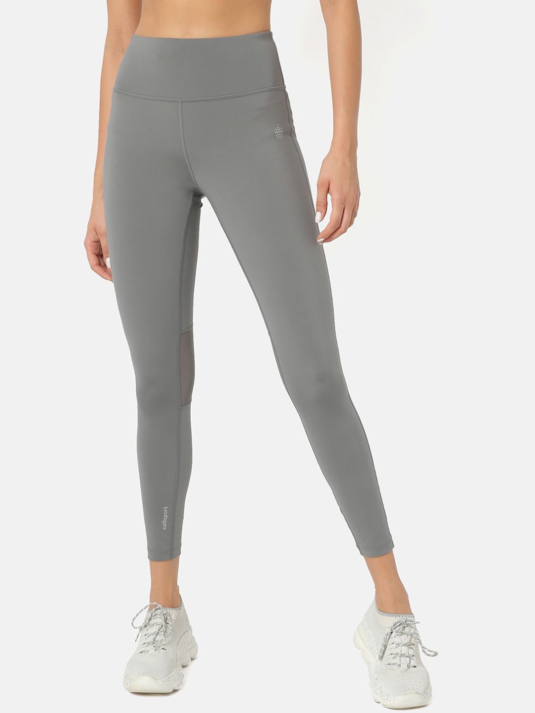 Cultsport Women Grey Solid Antimicrobial Training Tights Price in India