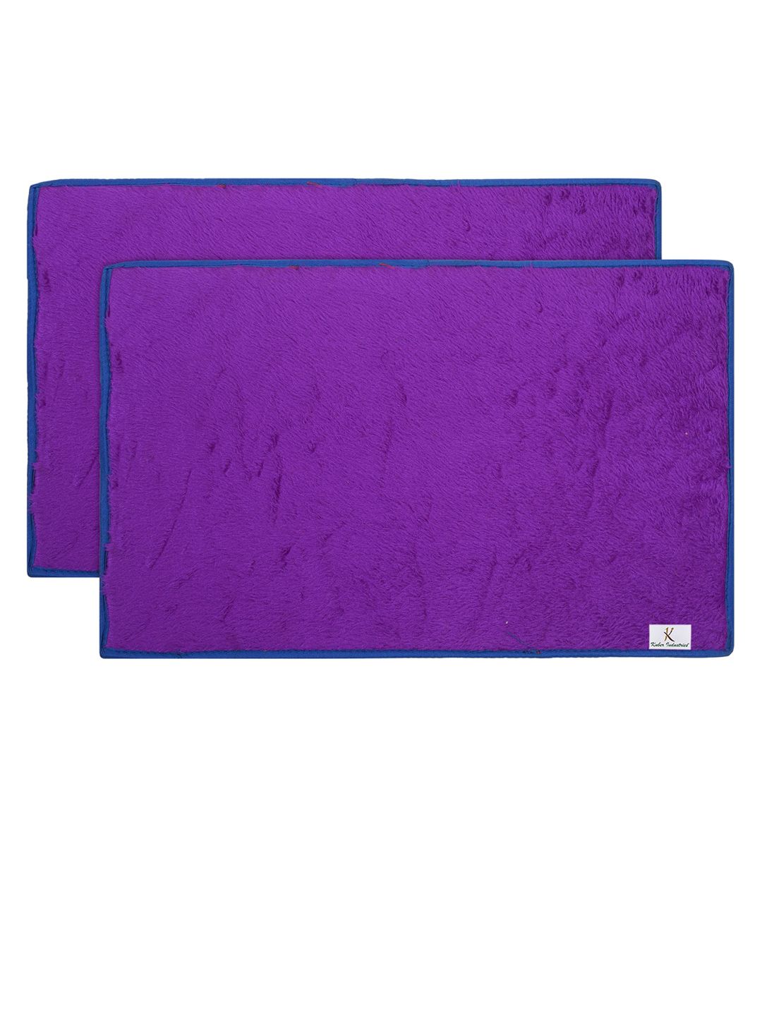 Kuber Industries Set Of 2 Purple & Blue Solid Shaggy Microfiber Anti-Skid Rectangular Doormat Price in India