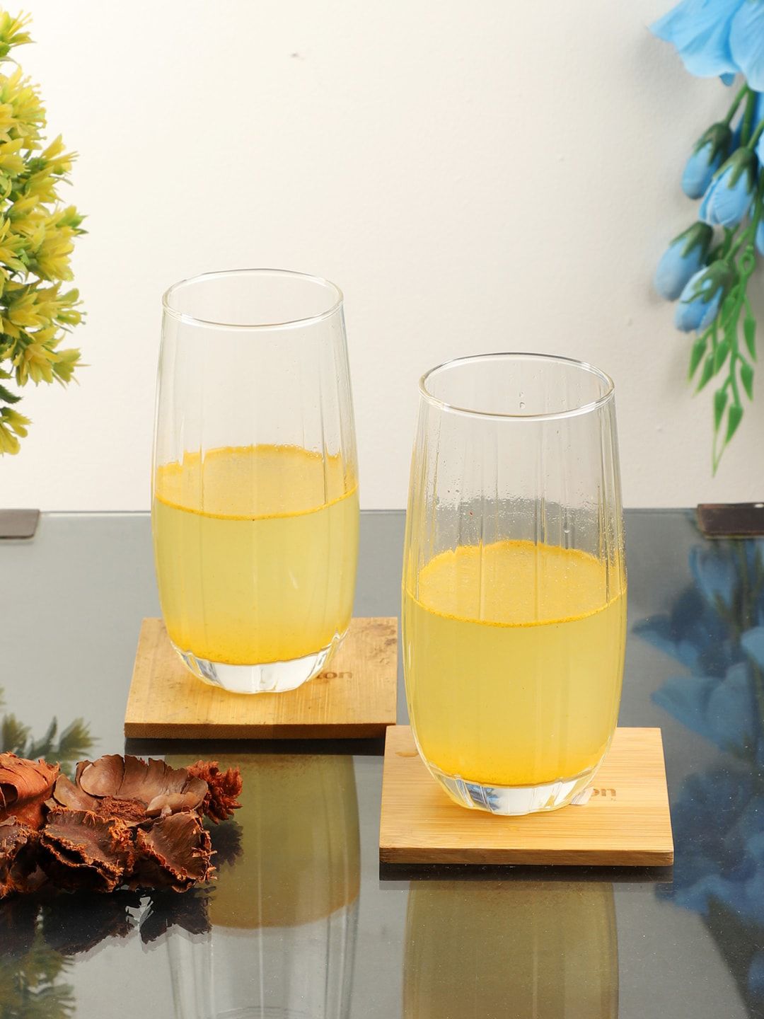 ceradeco Set of 6 Transparent Hector Shaped Water Juice Glasses Price in India
