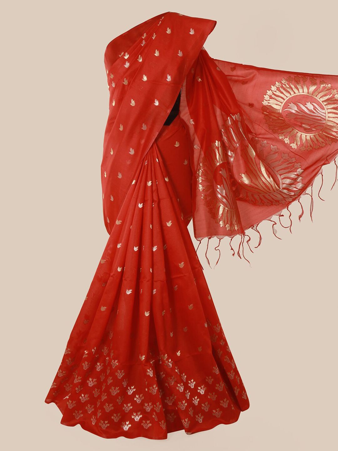 Pothys Red Woven Design Jute Silk Saree