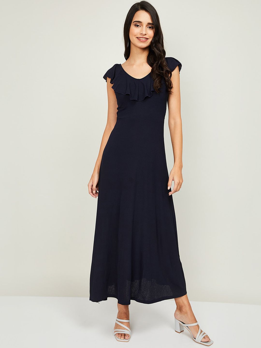 CODE by Lifestyle Women Navy Blue Solid Maxi Dress