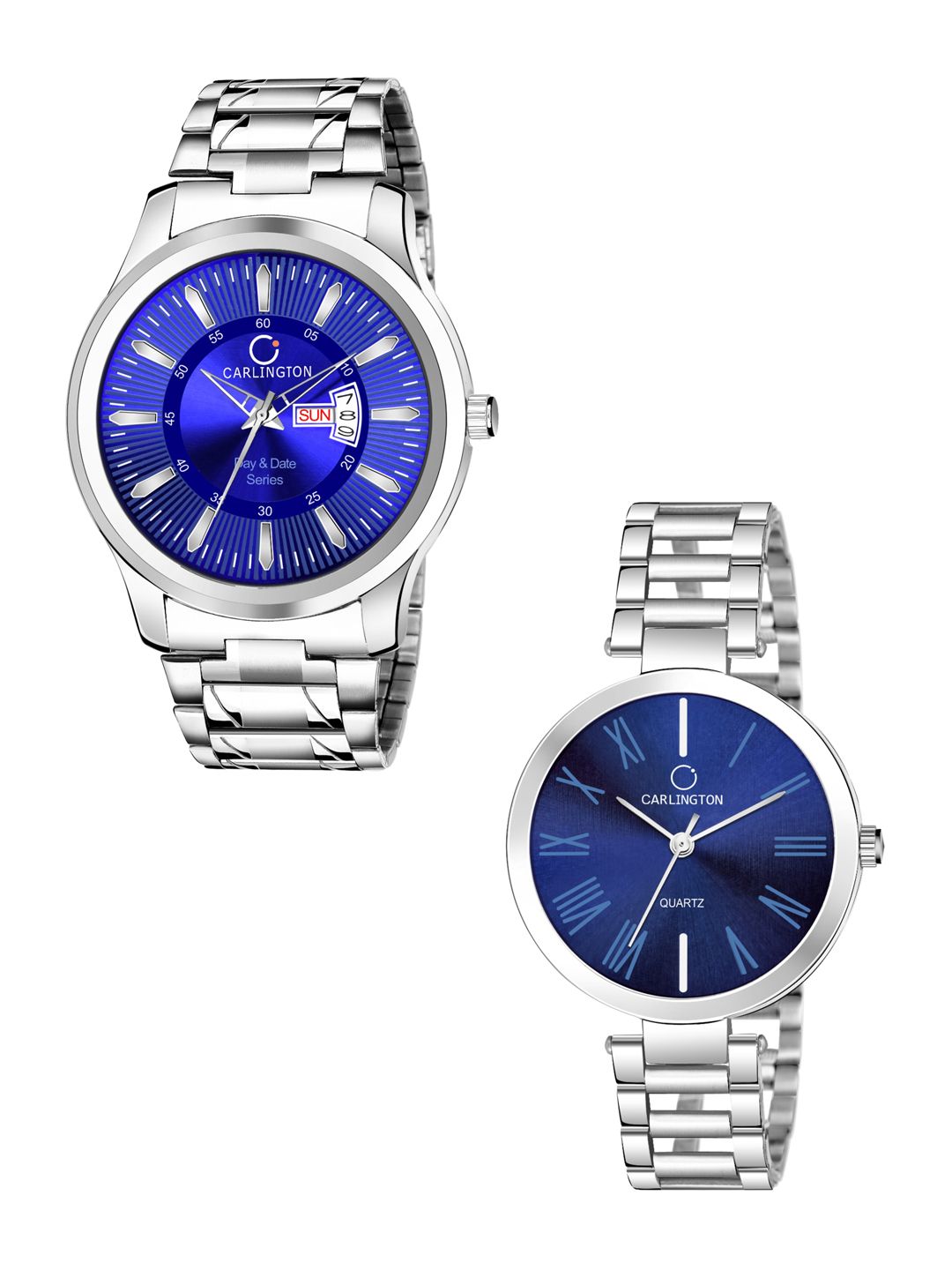 CARLINGTON Unisex Blue Analogue Watch Combo Price in India