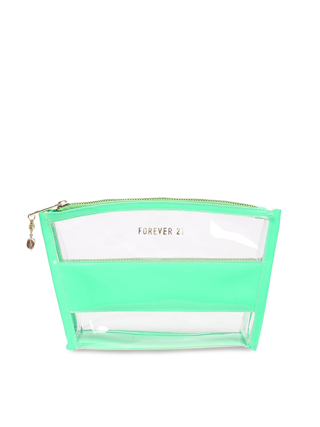 FOREVER 21 Fluorescent Green Colourblocked Makeup Pouch Price in India