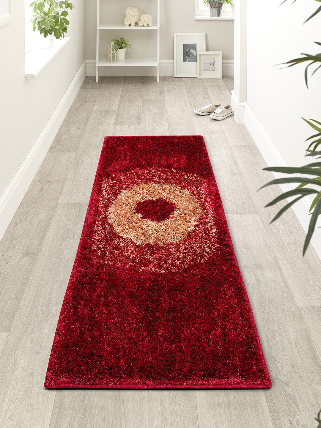 ROMEE Red Circle Design Rectangular Floor Runner Price in India