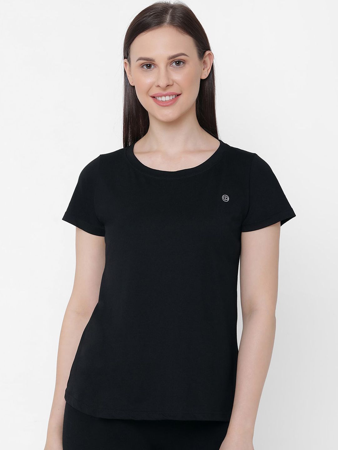 Soie Women Black Solid Lounge T-Shirt Price in India