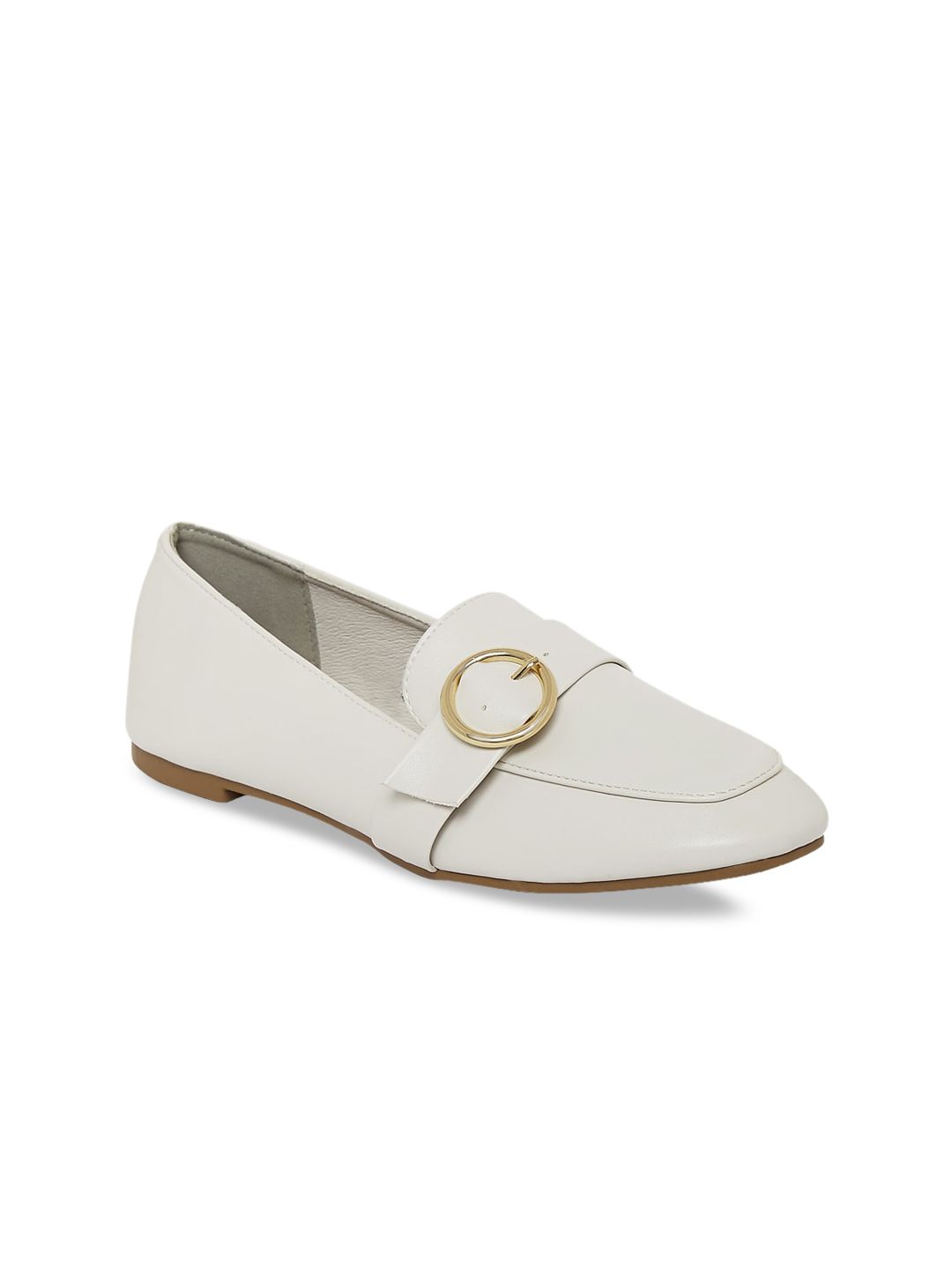 Forever Glam by Pantaloons Women White Solid Horsebit Loafers Price in India