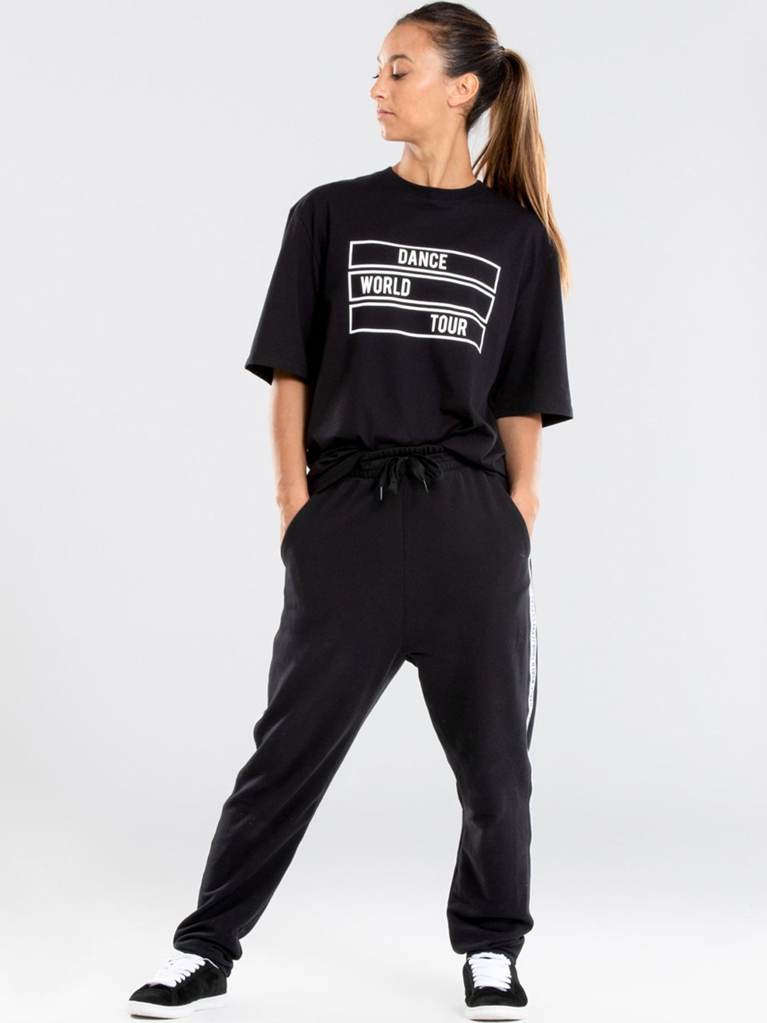 Domyos By Decathlon Women Black Urban Dance Tapered Solid Track Pants Price in India