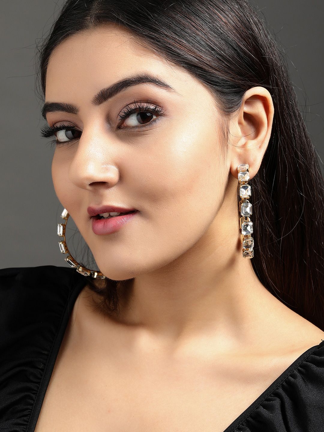 TOKYO TALKIES X rubans FASHION ACCESSORIES Gold-Toned Contemporary Half Hoop Earrings Price in India