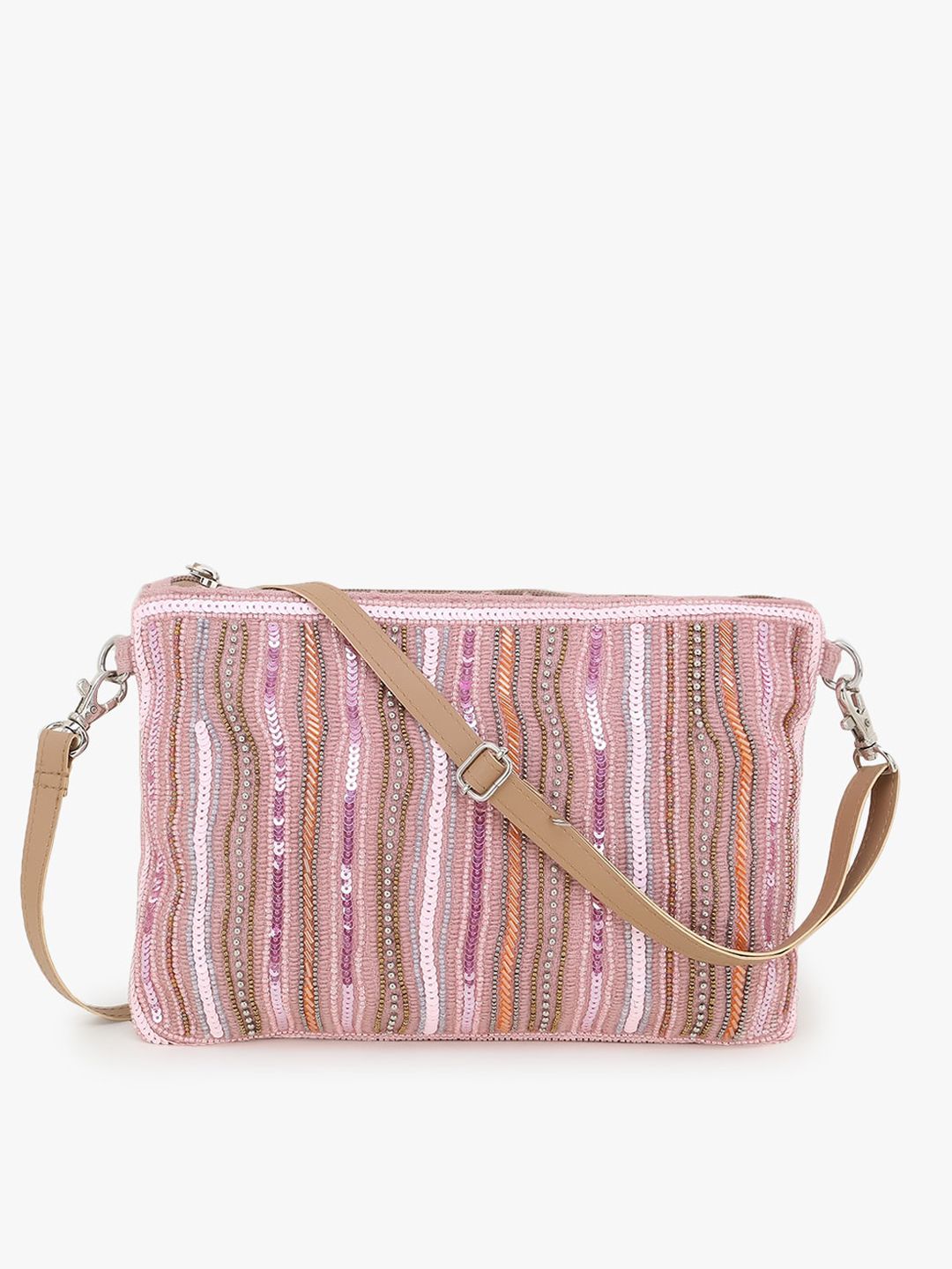 Anekaant Pink Embellished Sling Bag Price in India