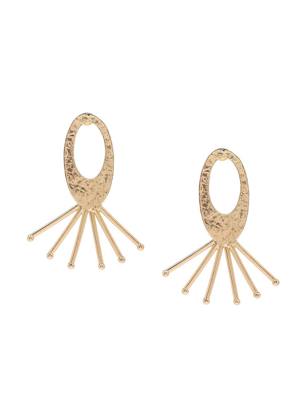 FOREVER 21 Gold-Toned Oval Shaped Drop Earrings Price in India