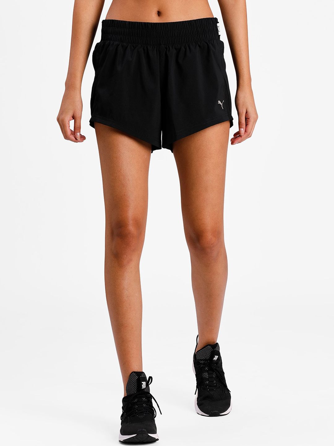 Puma Women Black Solid Regular Fit RUN COOLadapt WOVEN Shorts Price in India