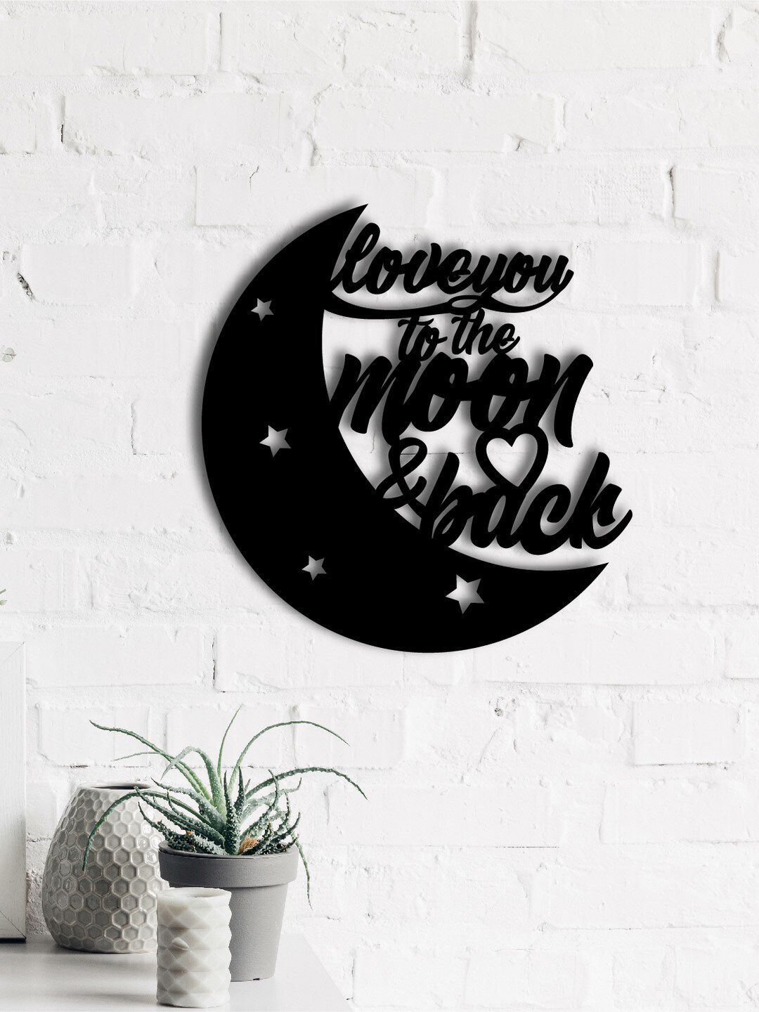 eCraftIndia Black Love You To The Moon And Back Cutout Ready To Hang Home Decor Price in India