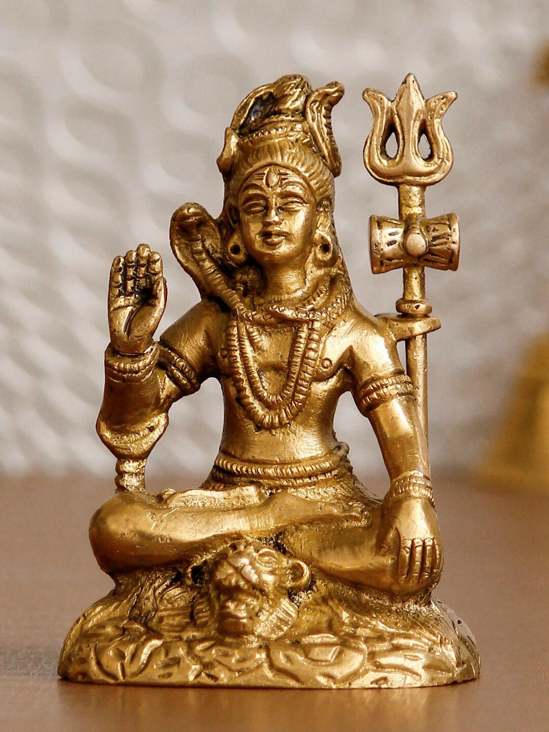 eCraftIndia Gold-Toned Lord Shiva Idol Decorative Handcrafted Brass Showpiece Price in India