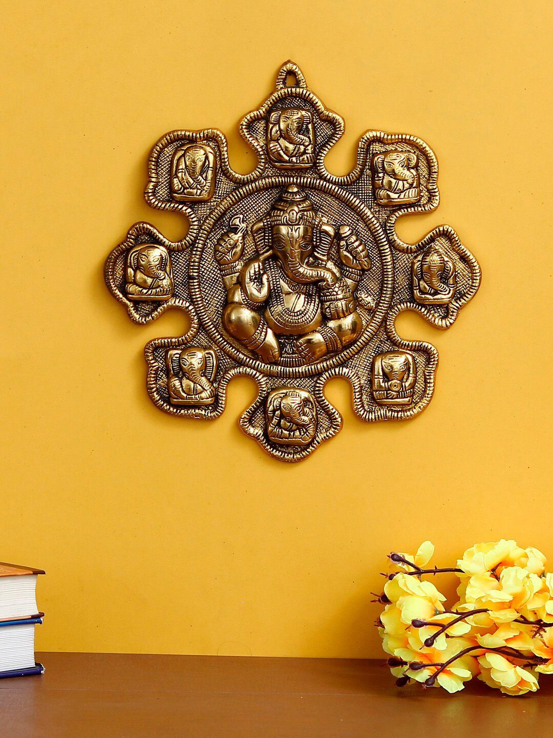 eCraftIndia Gold-Toned 9 Variants Of Lord Ganesha Wall Hanging Showpiece Price in India