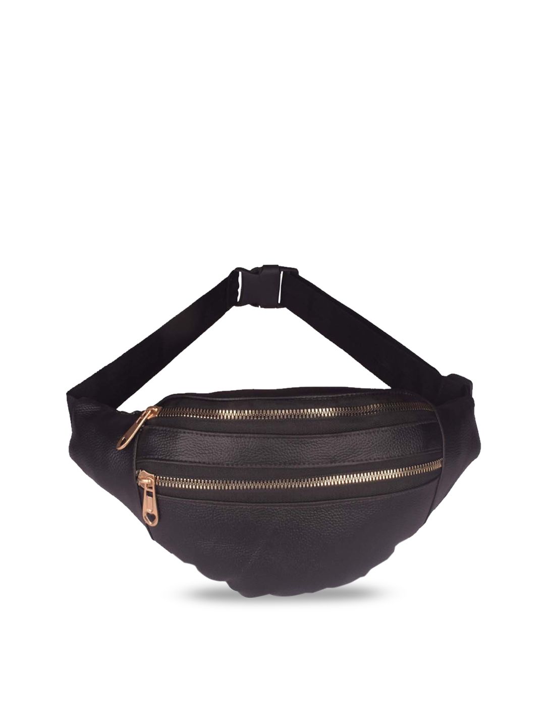 Bagkok Women Black Self Design Waist Pouch Bag Price in India