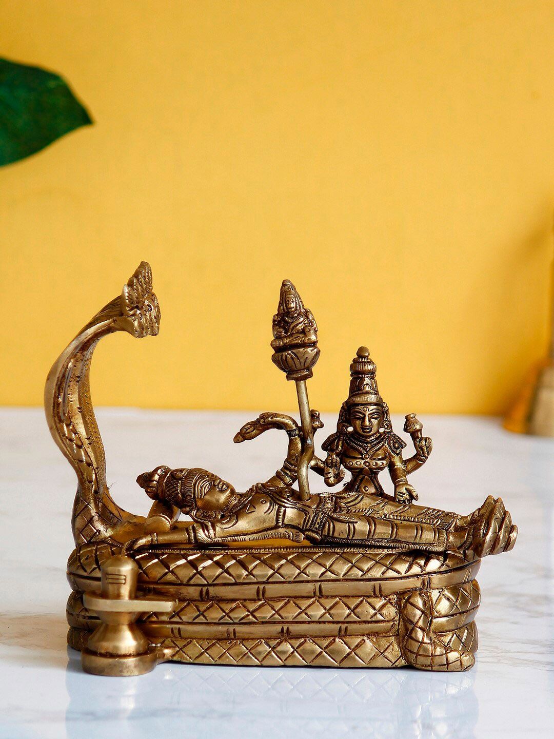 eCraftIndia Gold-Toned Padmanabhan Swami Handcrafted Brass Idol Showpiece Price in India