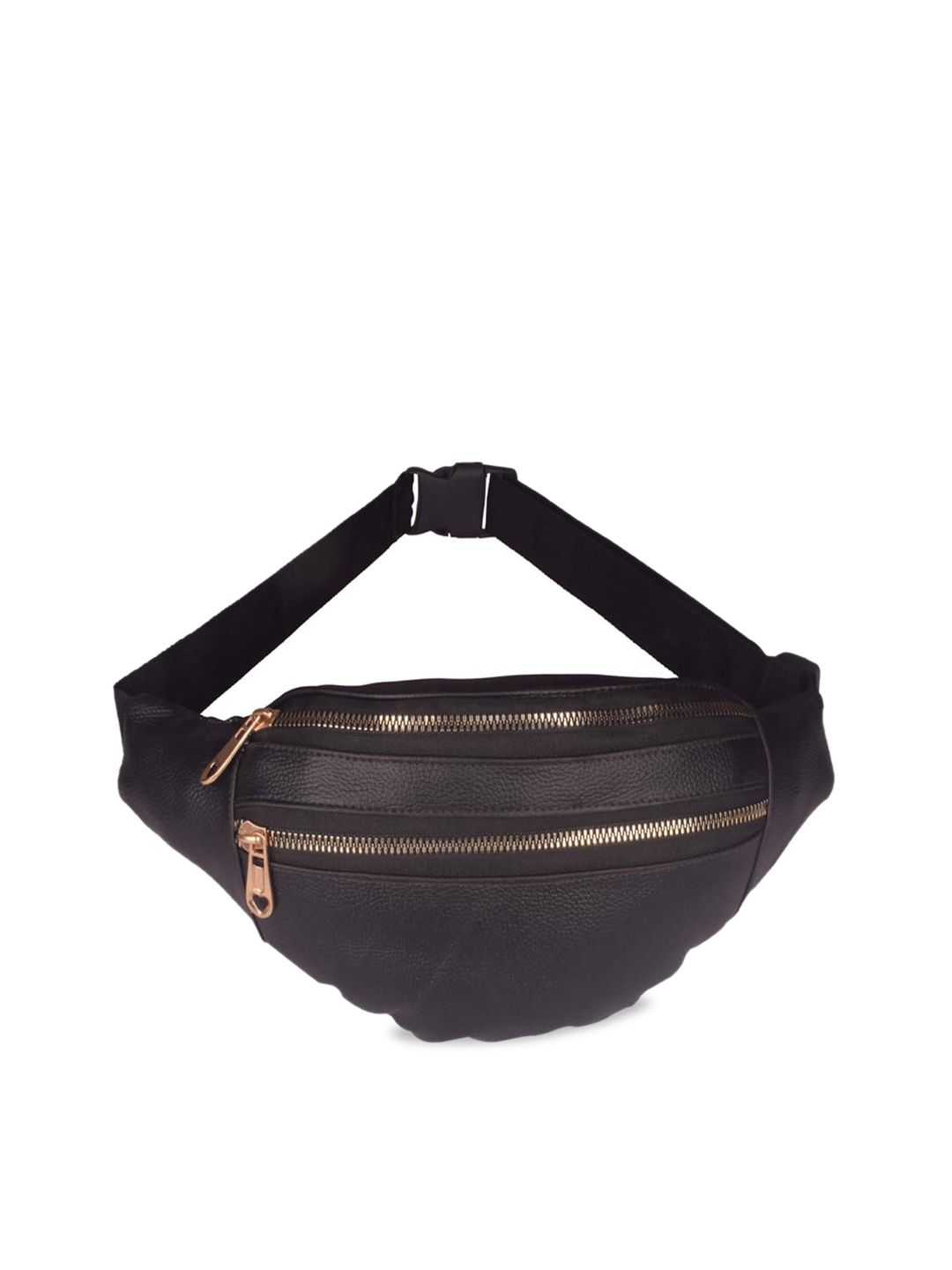 Bagkok Women Black Self Design Waist Pouch Bag Price in India