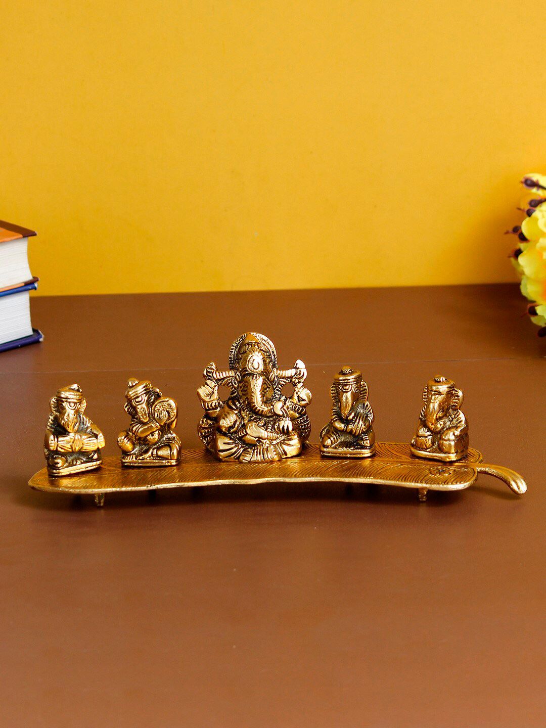 eCraftIndia Unisex Set of 5 Musical Ganesha Handcrafted Showpiece with Incense Holder Price in India