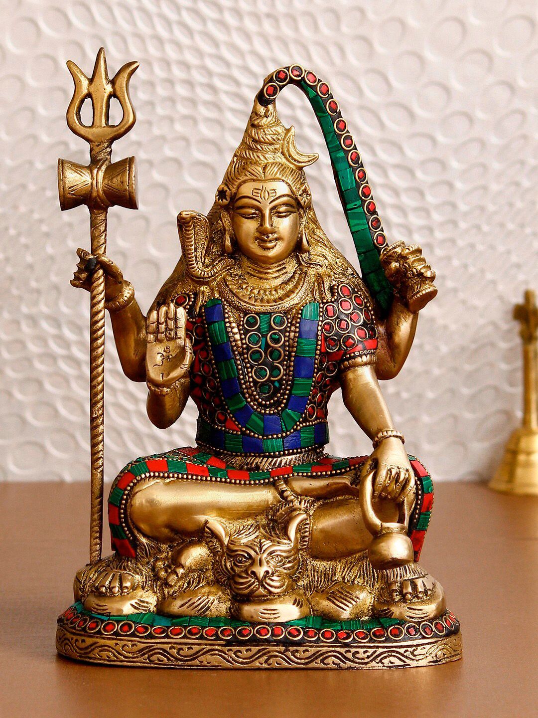 eCraftIndia Gold-Toned & Blue Lord Shiva Idol Showpiece Price in India