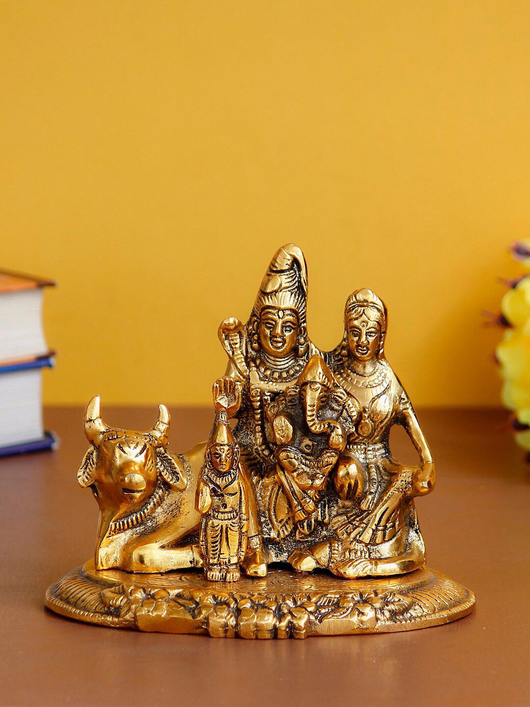 eCraftIndia Oxidized Gold-Toned Shiva Parvati Idol With Nandi Showpiece Price in India
