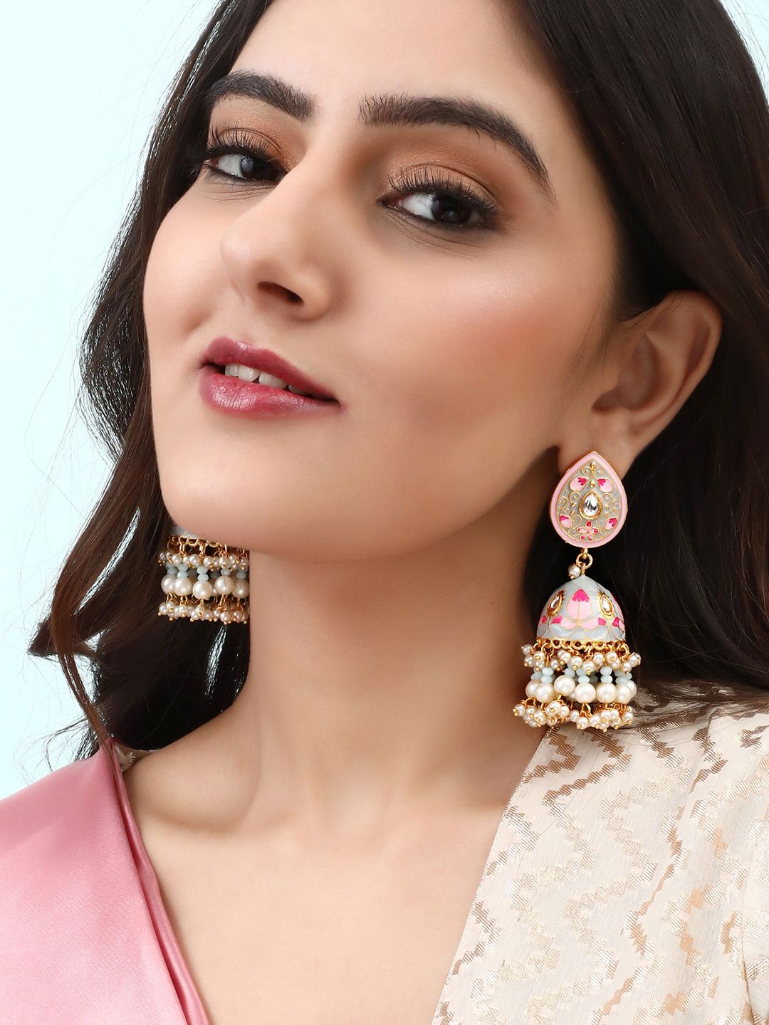 Rubans Gold-Toned Dome Shaped Jhumkas Price in India