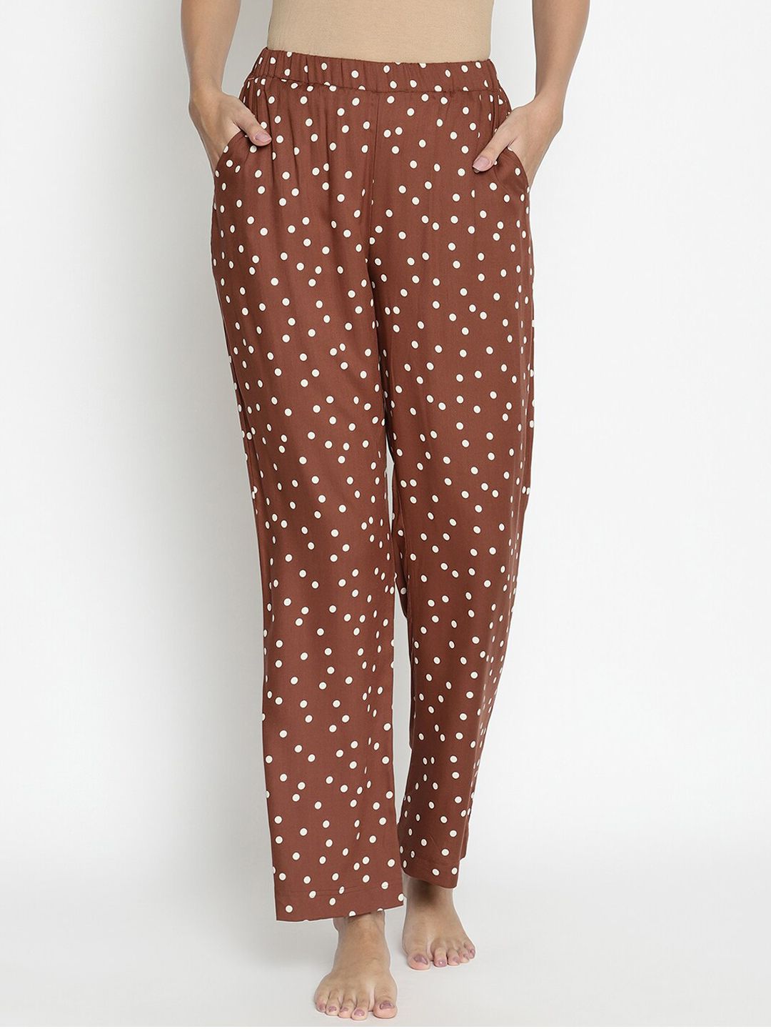 COASTLAND Women Brown Printed Lounge Pants Price in India