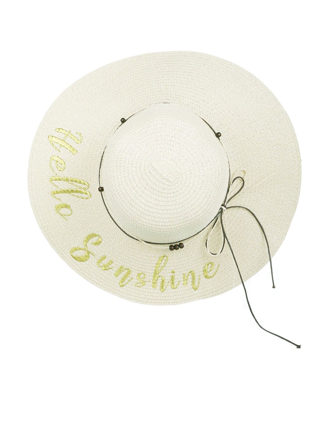 FabSeasons Women Cream-Coloured Woven Design Sun Hat with Embroidered Detail Price in India