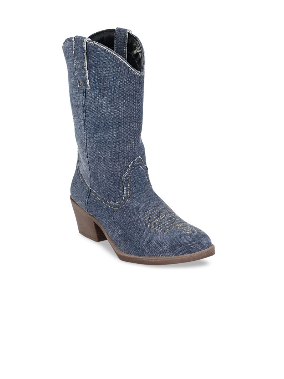 CARLO ROMANO Women Blue High-Top Flat Boots Price in India