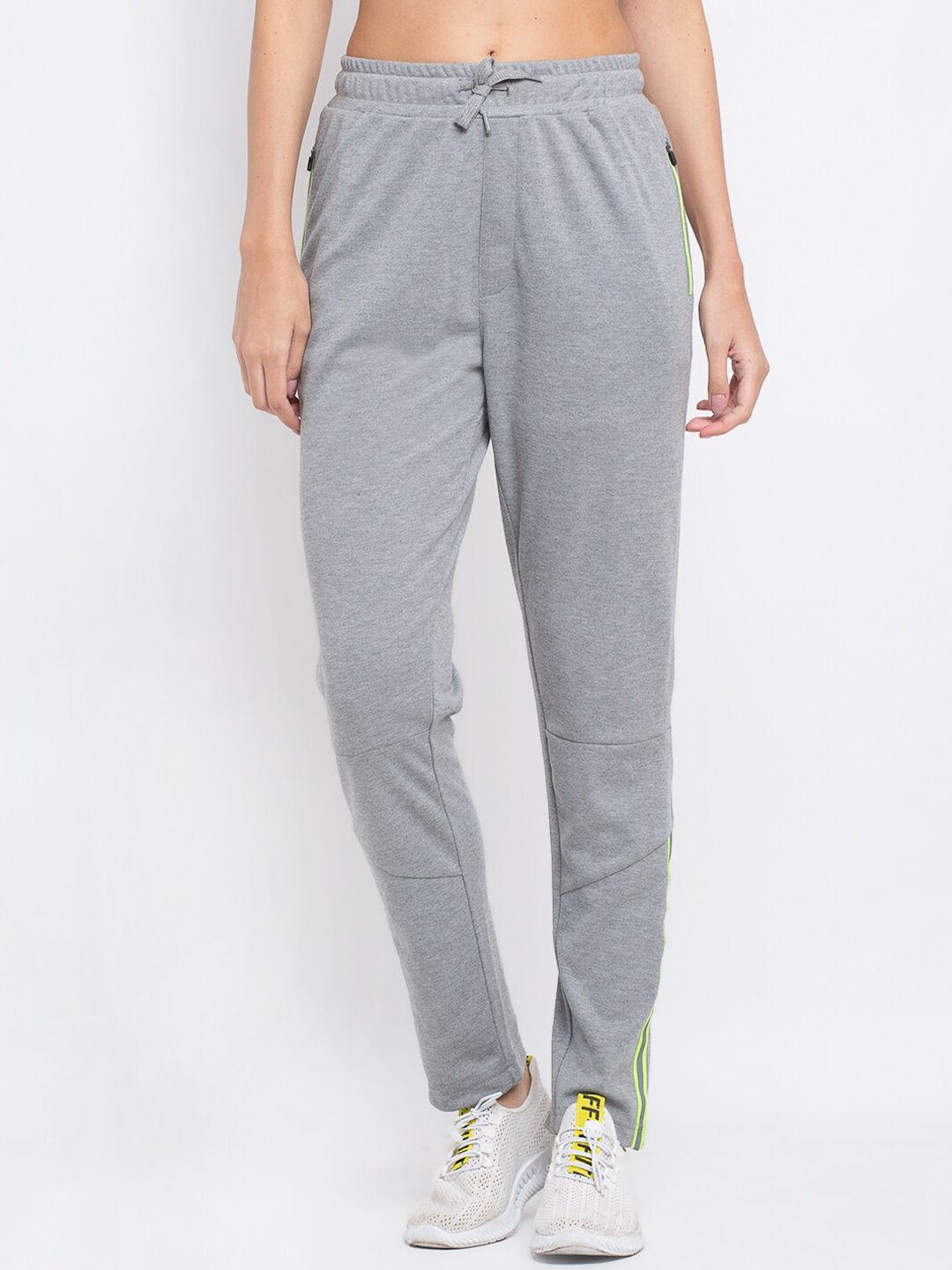 PERFKT-U Women Grey Solid Straight-Fit Rapid-Dry Track Pants Price in India
