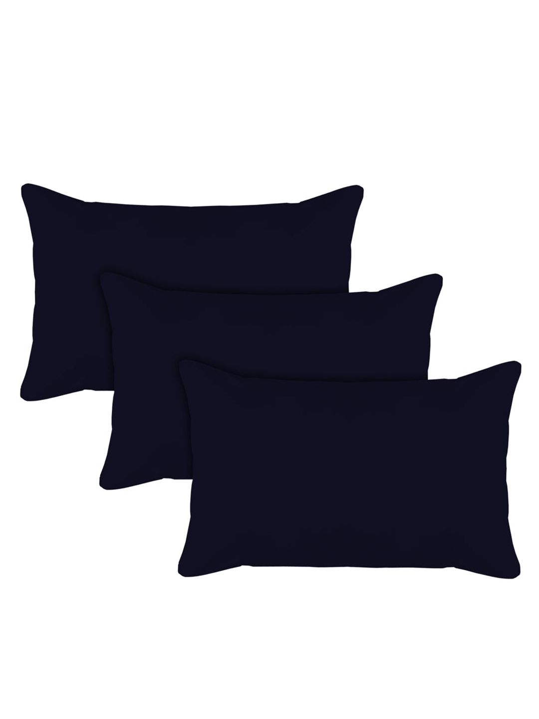 Kuber Industries Set Of 3 Navy Blue Solid Microfibre Pillows Price in India