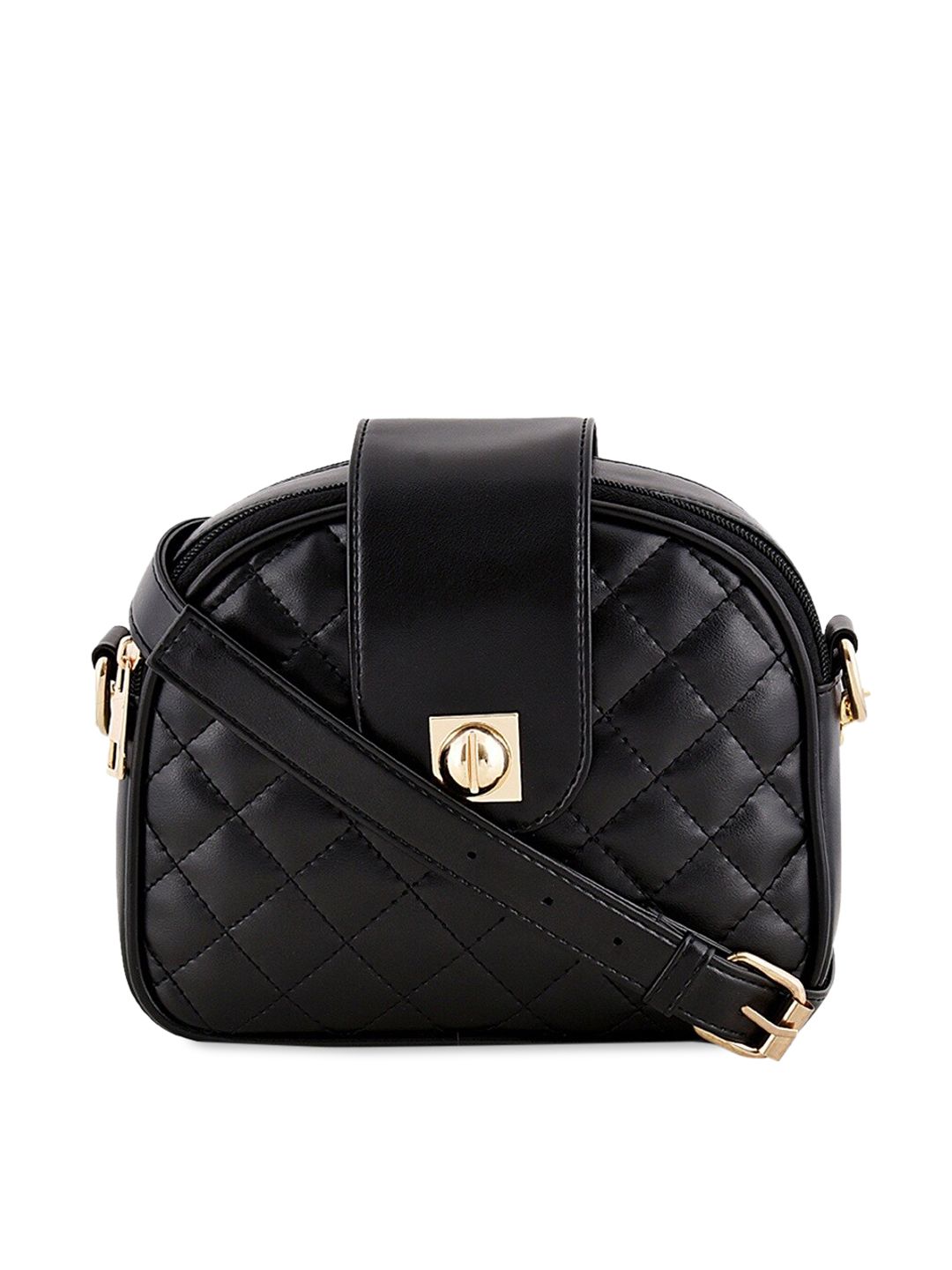 Lychee bags Black Quilted Sling Bag Price in India