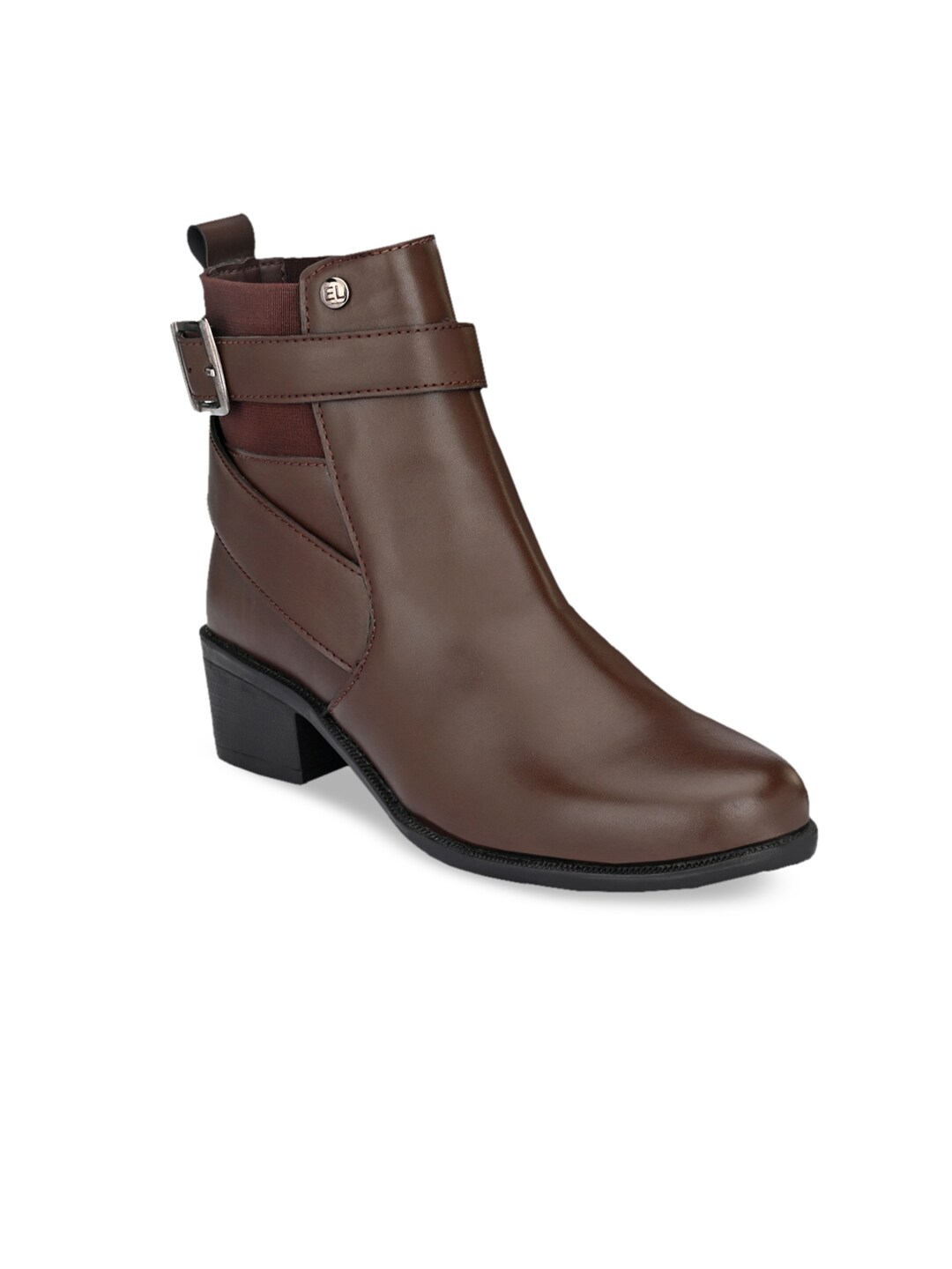 El Paso Women Brown Solid High Top Flat Boots Price in India