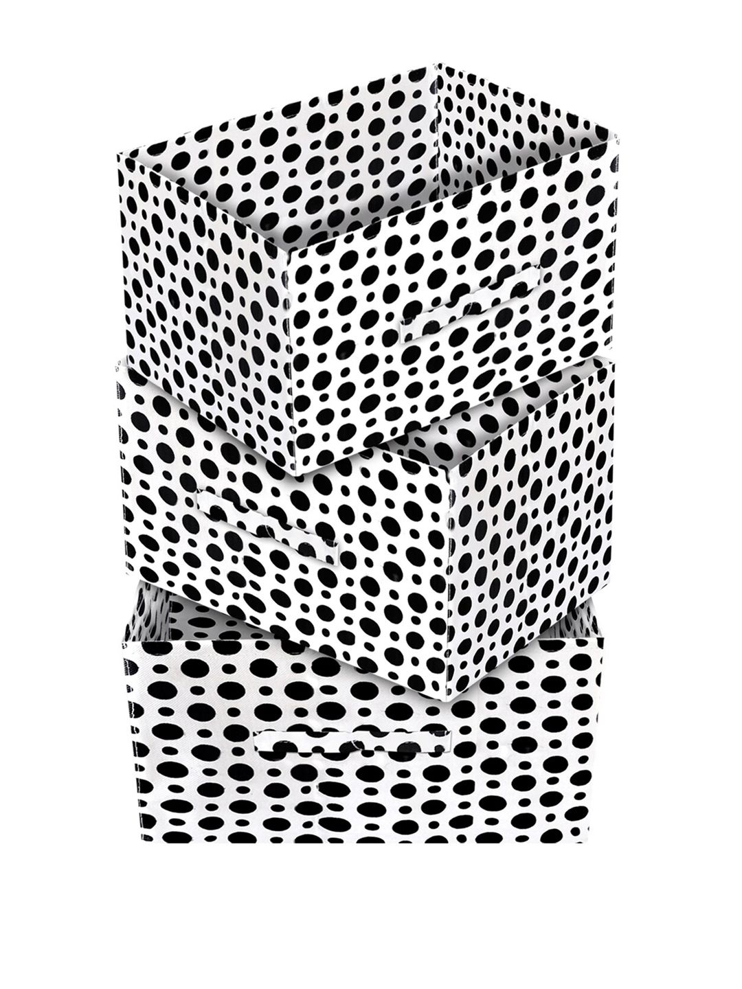 Kuber Industries Set Of 3 White & Black Dot Printed Organizer Box with Handle Price in India