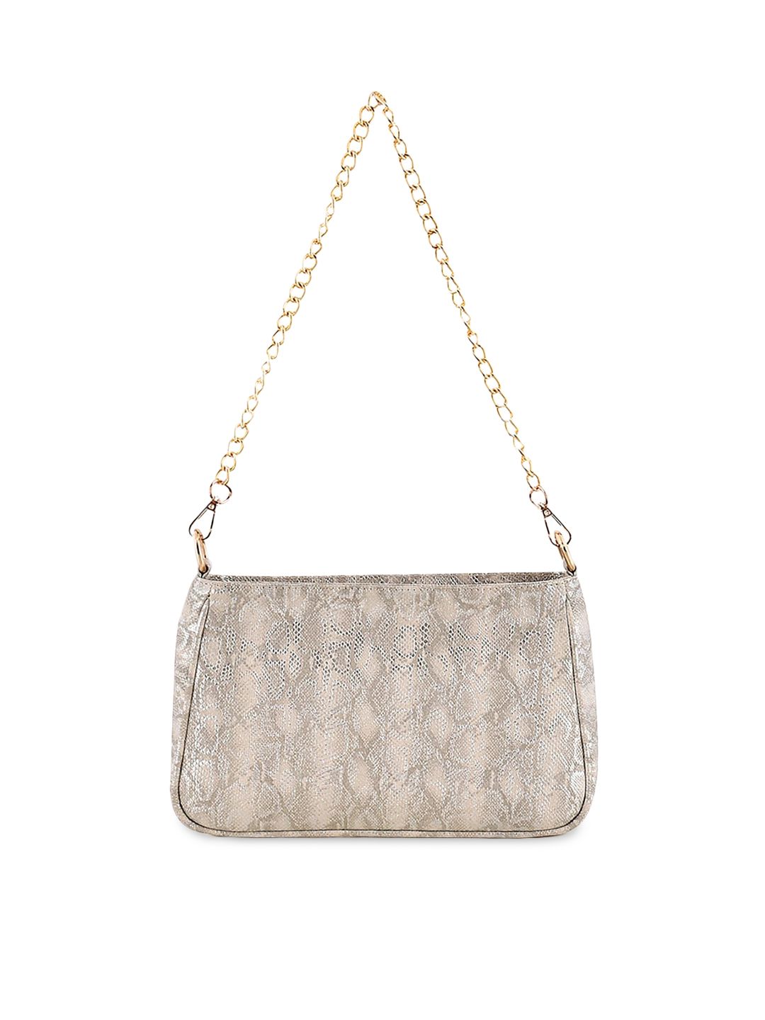 Lychee bags Peach-Coloured & Silver-Toned Printed Sling Bag Price in India