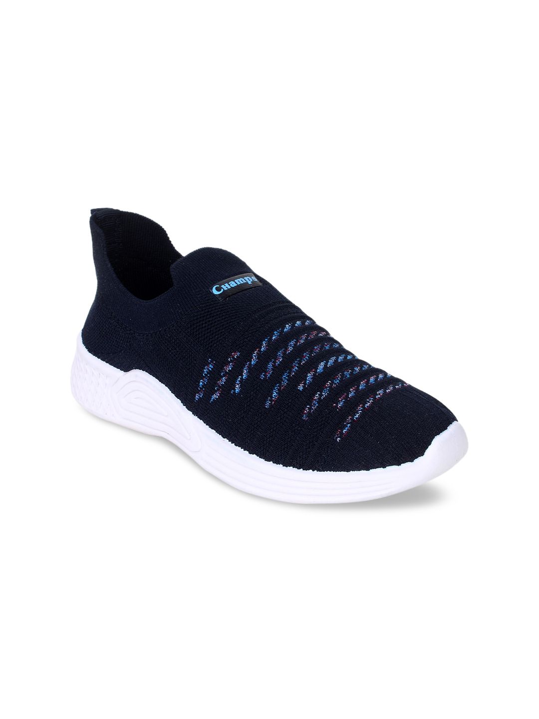 Champs Women Navy Blue Woven Design Slip-On Sneakers Casual Shoes Price in India