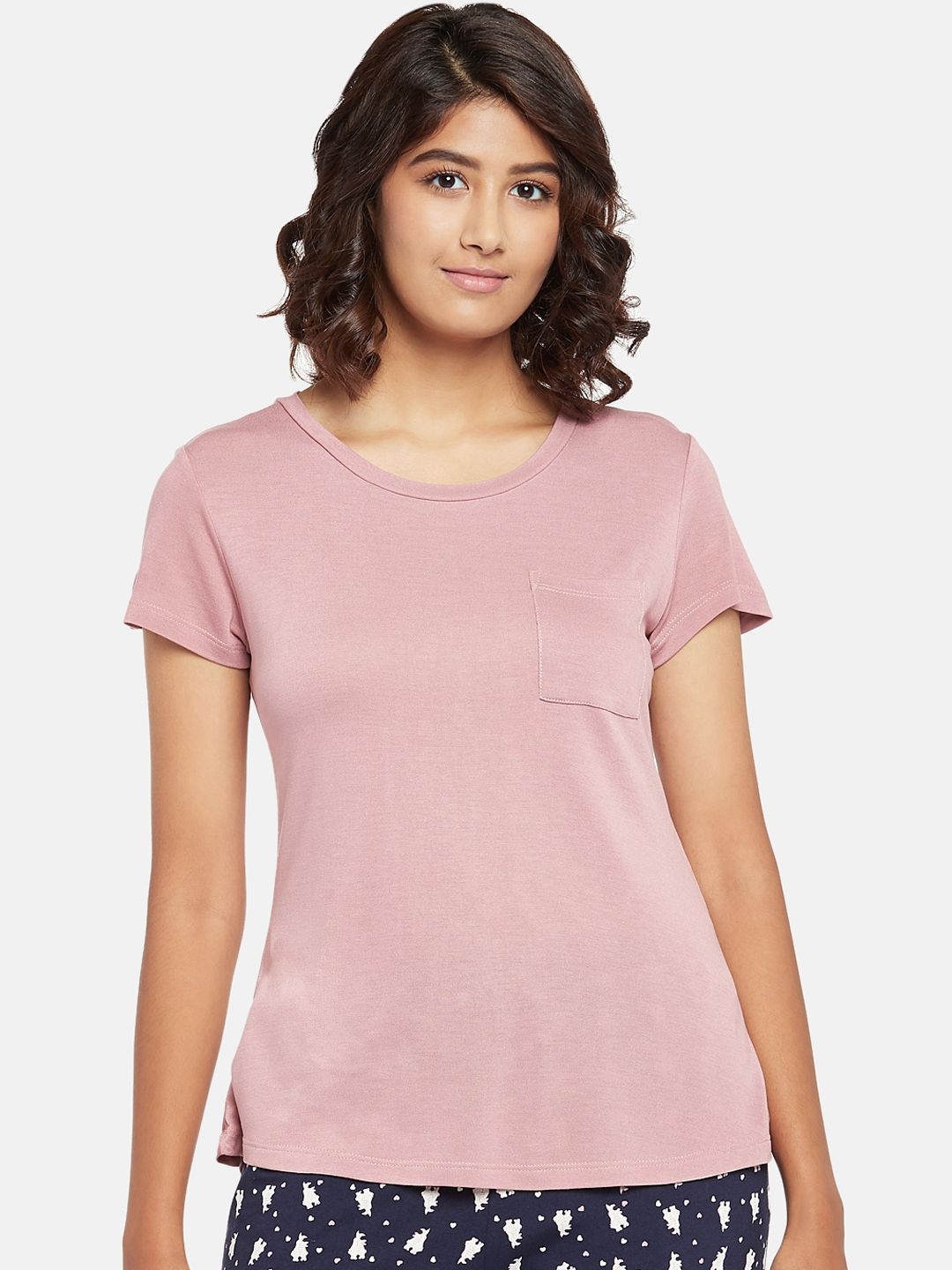 Dreamz by Pantaloons Women Pink Solid Lounge T-shirt Price in India