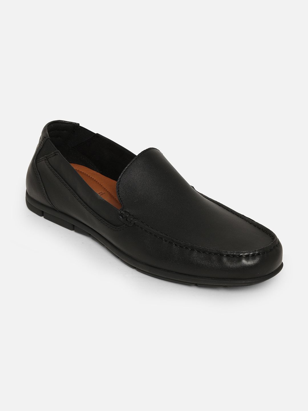 ALDO Men Black Leather Solid Loafers