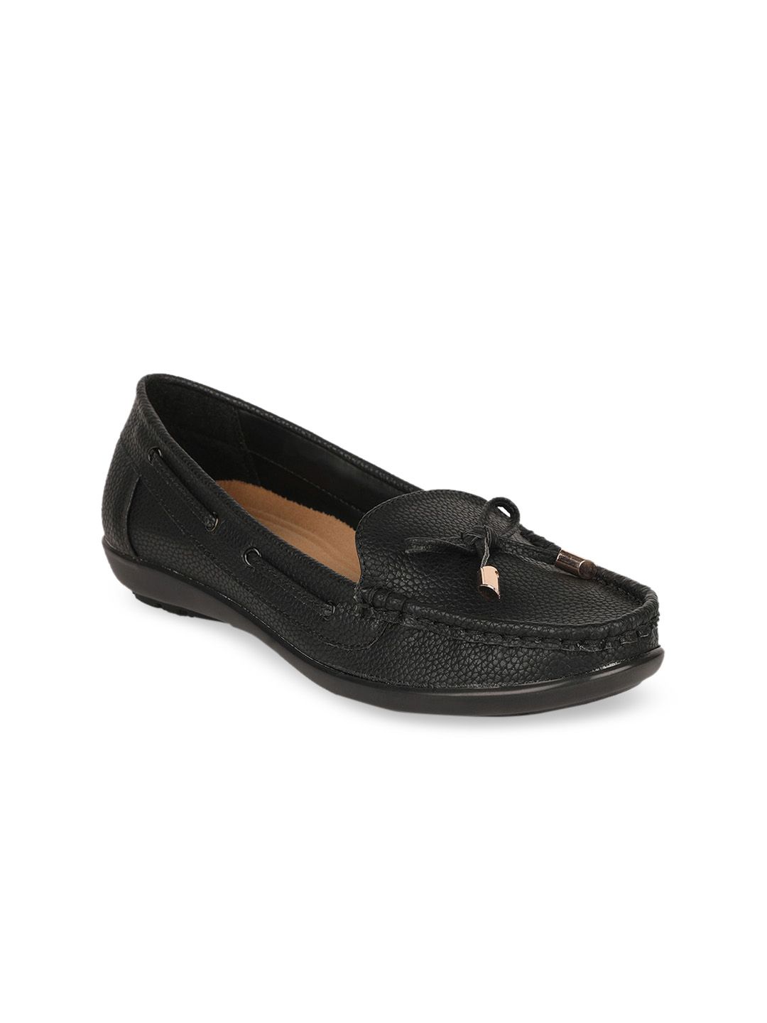 Bata Women Black PU Loafers Price in India