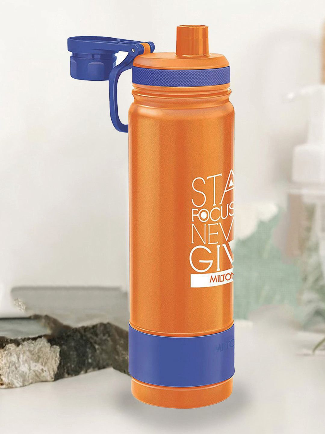 Milton Orange & Blue Printed ASTIR-750 Thermosteel Hot & Cold Vacuum Water Bottle 670 ML Price in India