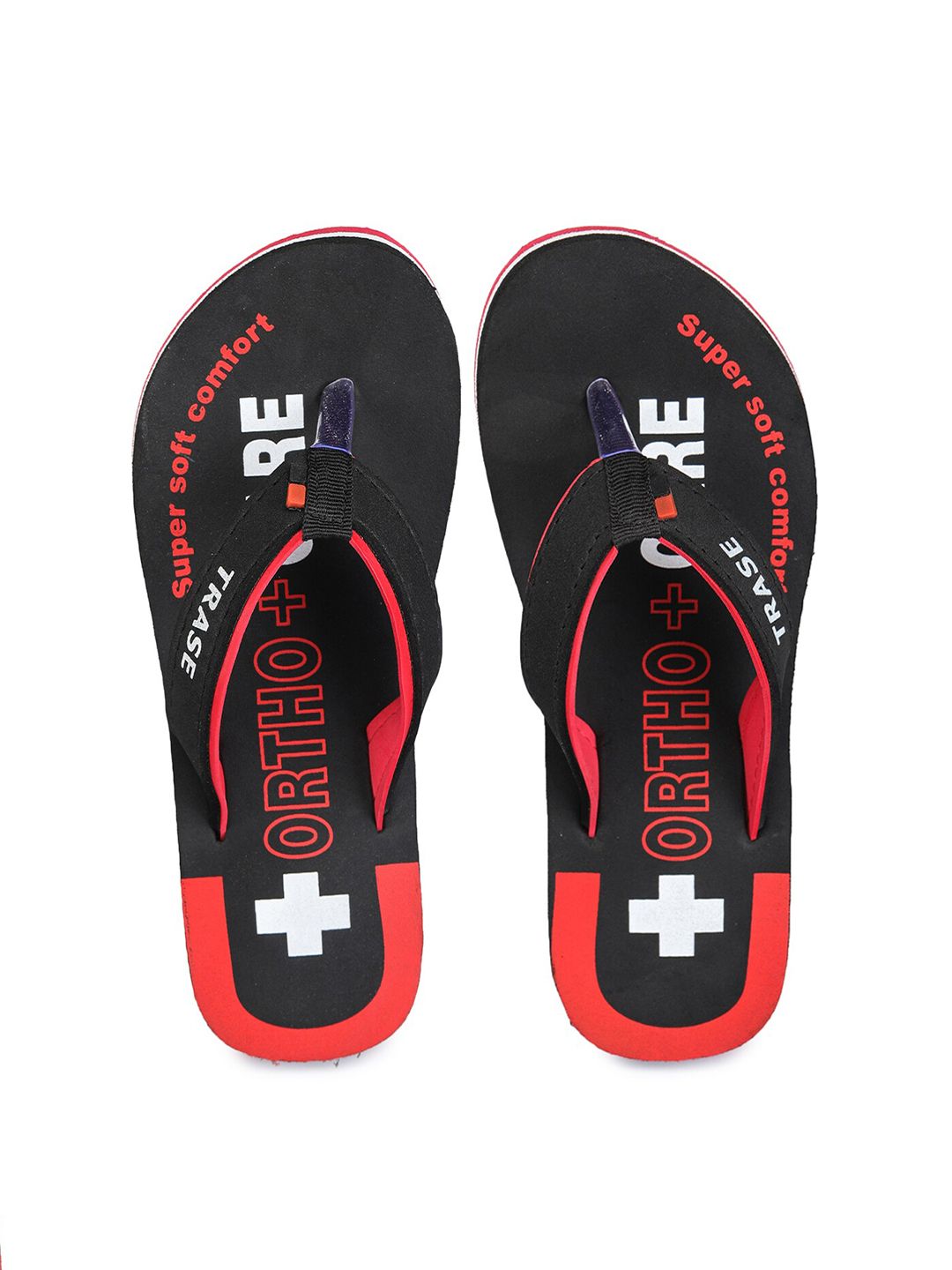 TRASE Women Black & Red Printed Thong Flip-Flops Price in India