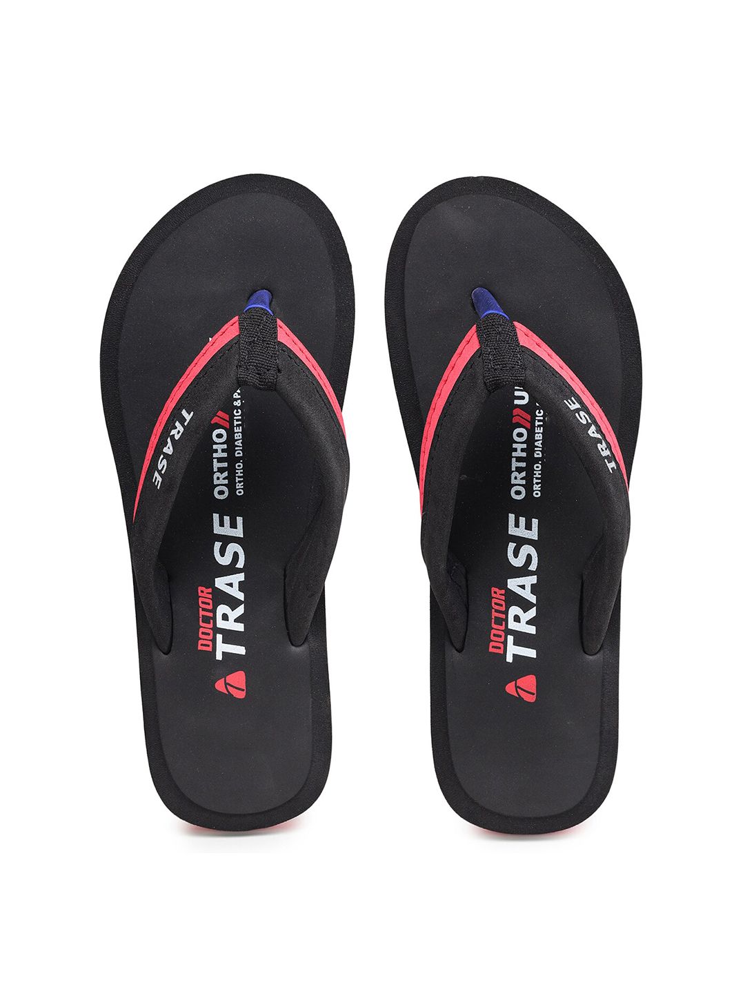 TRASE Women Black & Peach-Coloured Printed Thong Flip-Flops Price in India