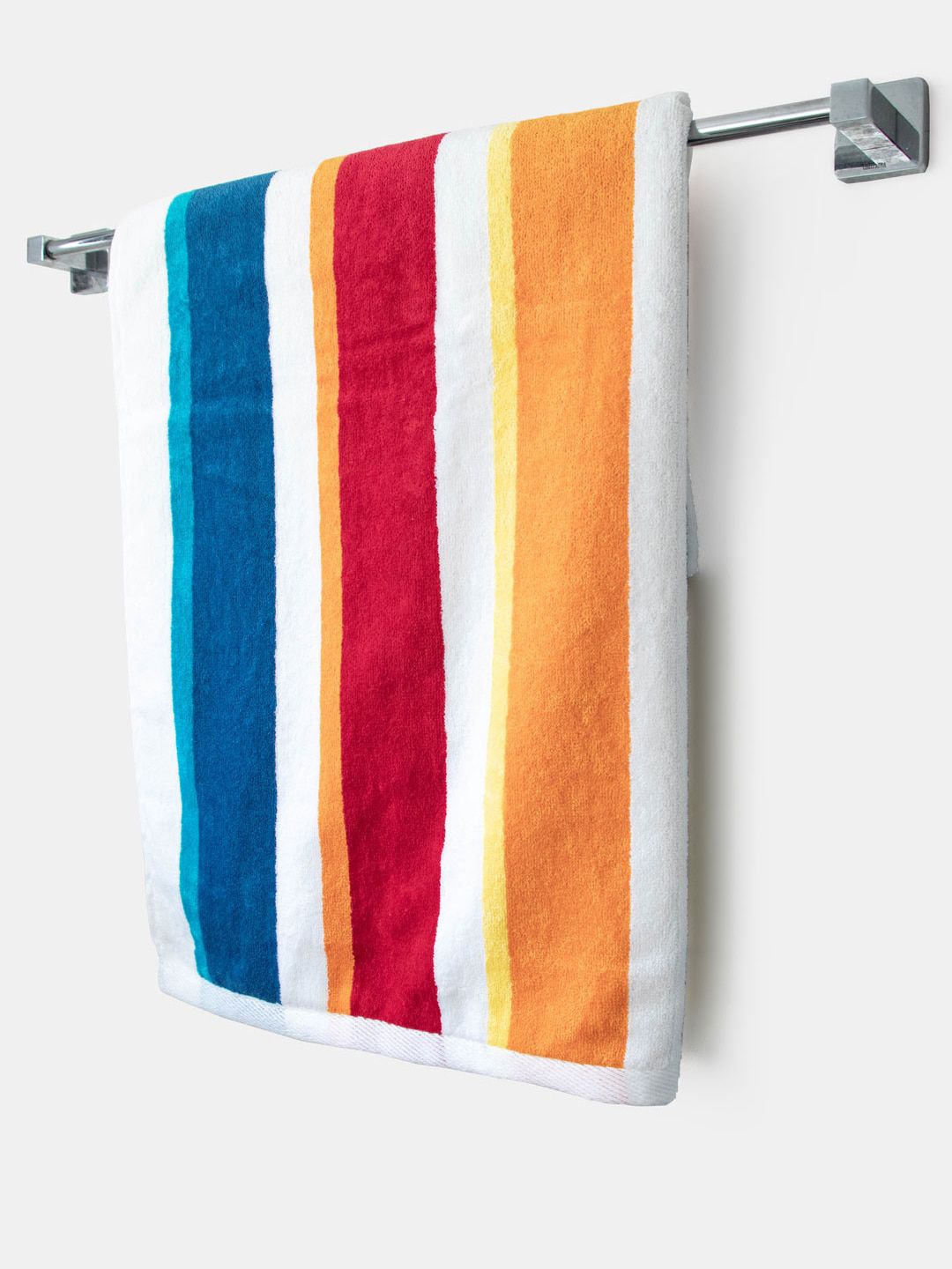 St Cloud Blue & White Striped 450 GSM 100% Cotton Bath Towel Price in India