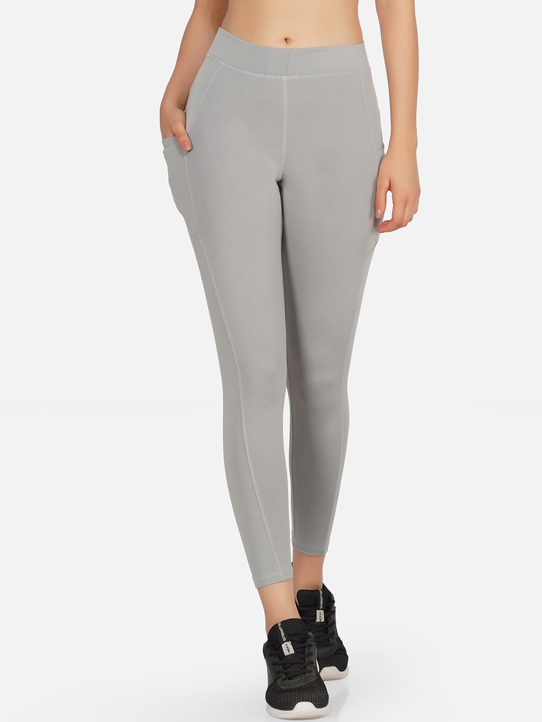 NEU LOOK FASHION Women Grey Solid Gym Tights Price in India