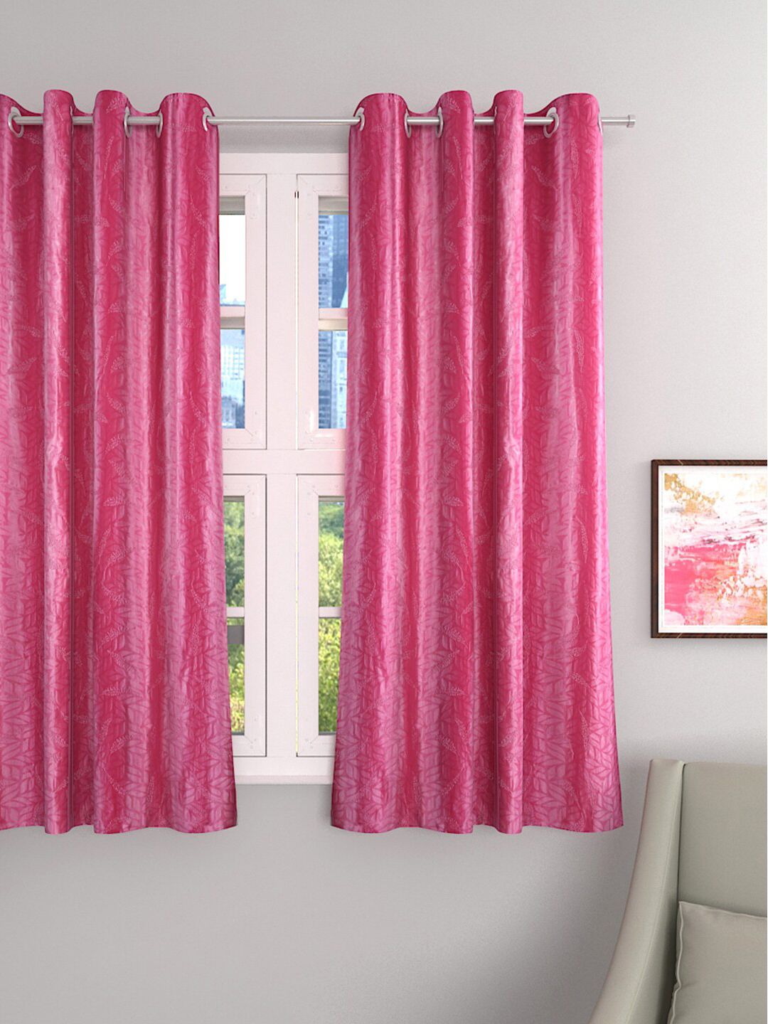 ROMEE Pink Single Room Darkening Curtain Price in India