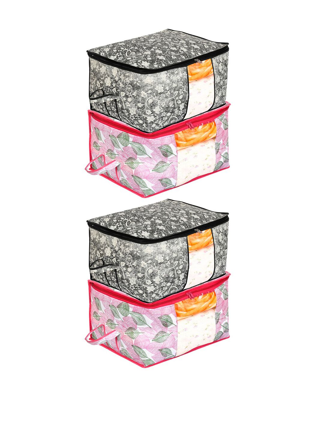 Kuber Industries Set Of 4 Black & White Printed Saree Covers Price in India